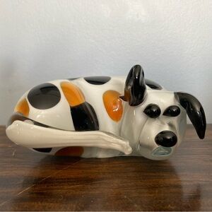 Glass Dog Figurine with Black and Orange Spots
